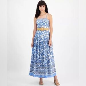 Taylor Blue and White Floral Maxi Dress